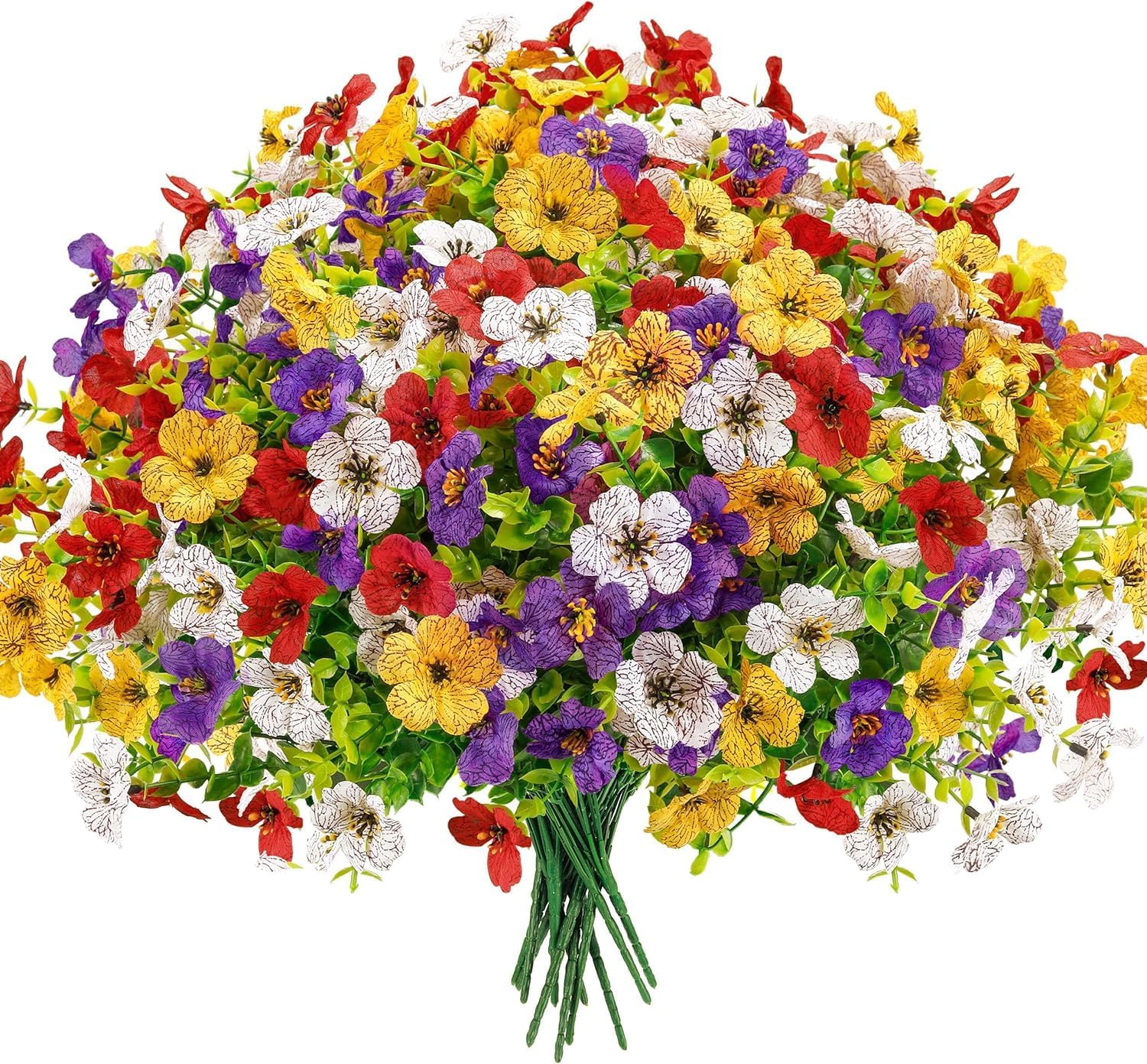 Künstliche Blumen (3 Stück) - Weiß + 3 Stück - Gelb + 3 Stück - Rot + 3 Stück - Roter Lotus