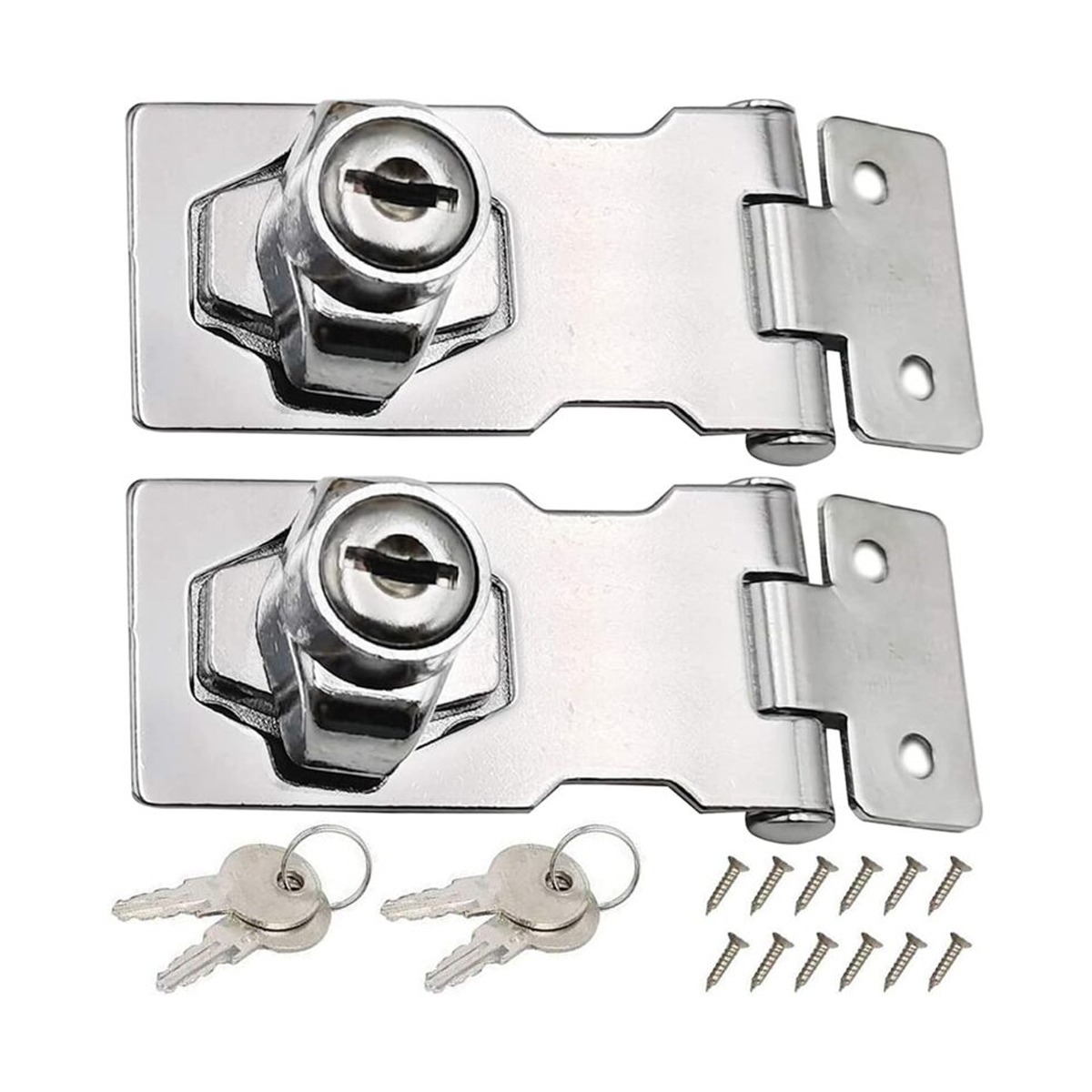 2 Stück Edelstahl-verriegelungsriegel 80 Mm Bolzen Türriegel Mit Vorhängeschloss Und Schlüssel Zum Verriegeln Von Schuppentüren Und Holzschränken
