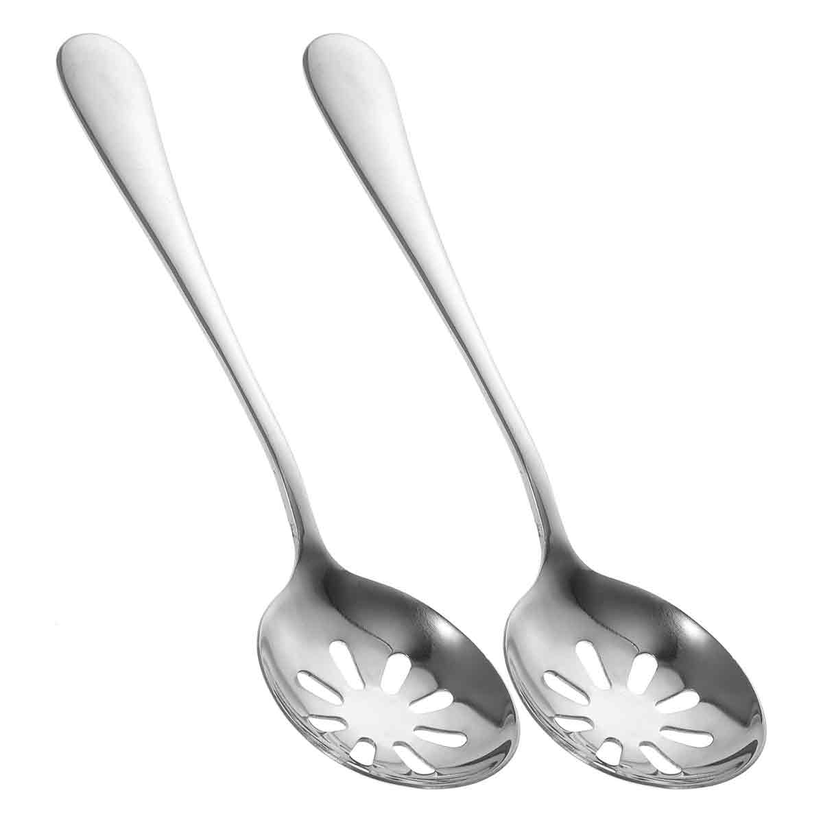 Set Mit 2 Servierlöffeln Aus Edelstahl Mit Ergonomischen Schlitzen, 17 Cm, Wiederverwendbar Für Salat/obst, Für Den Täglichen Gebrauch
