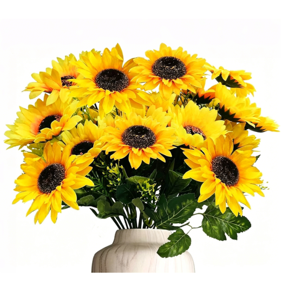 Künstliche Sonnenblumen, 4 Stück, Gelb - Künstliche Sonnenblumen, 4 Stück, Gelb