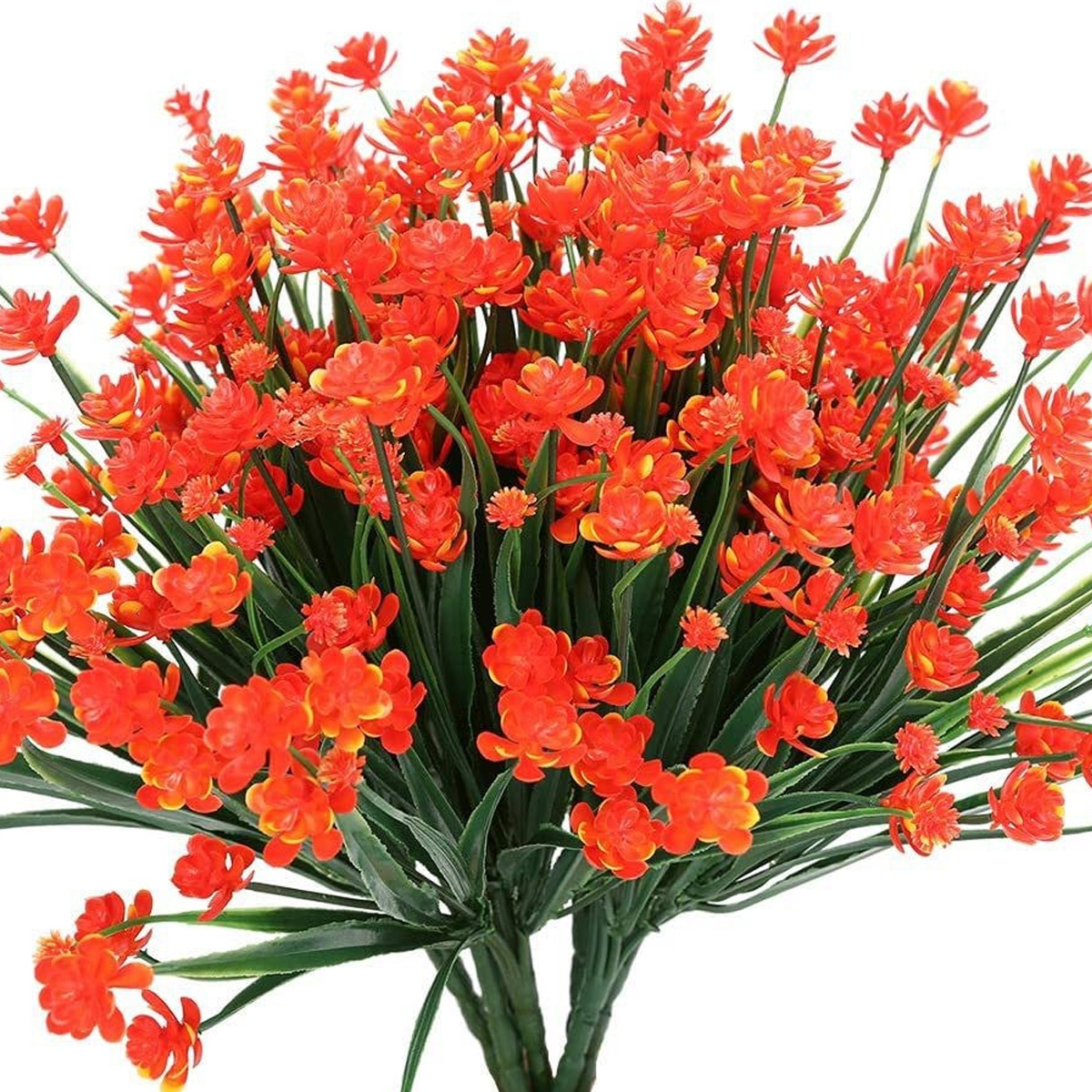 Morttic Künstliche Kunstblumen, 6 Bündel, Uv-beständig, Für Drinnen Und Draußen, Hochzeiten Und Heimdekoration (orange-rot)