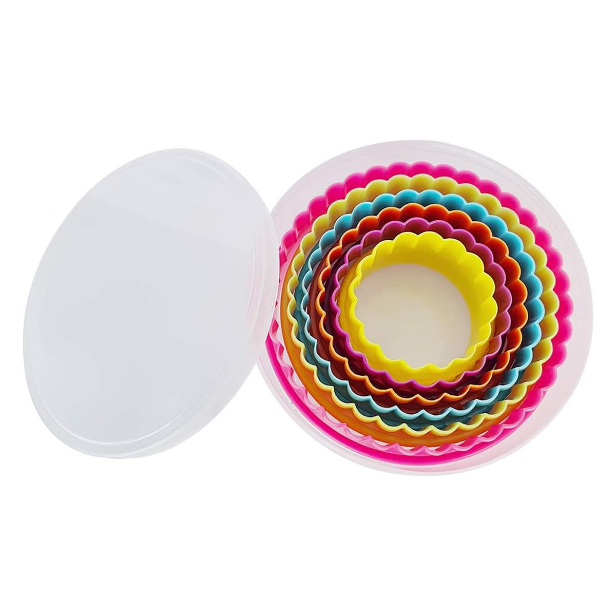Set Mit 6 Bunten Runden Ausstechformen Aus Kunststoff Für Sandwich-/fondant-/fruchtpaste-kekse Für Kinder