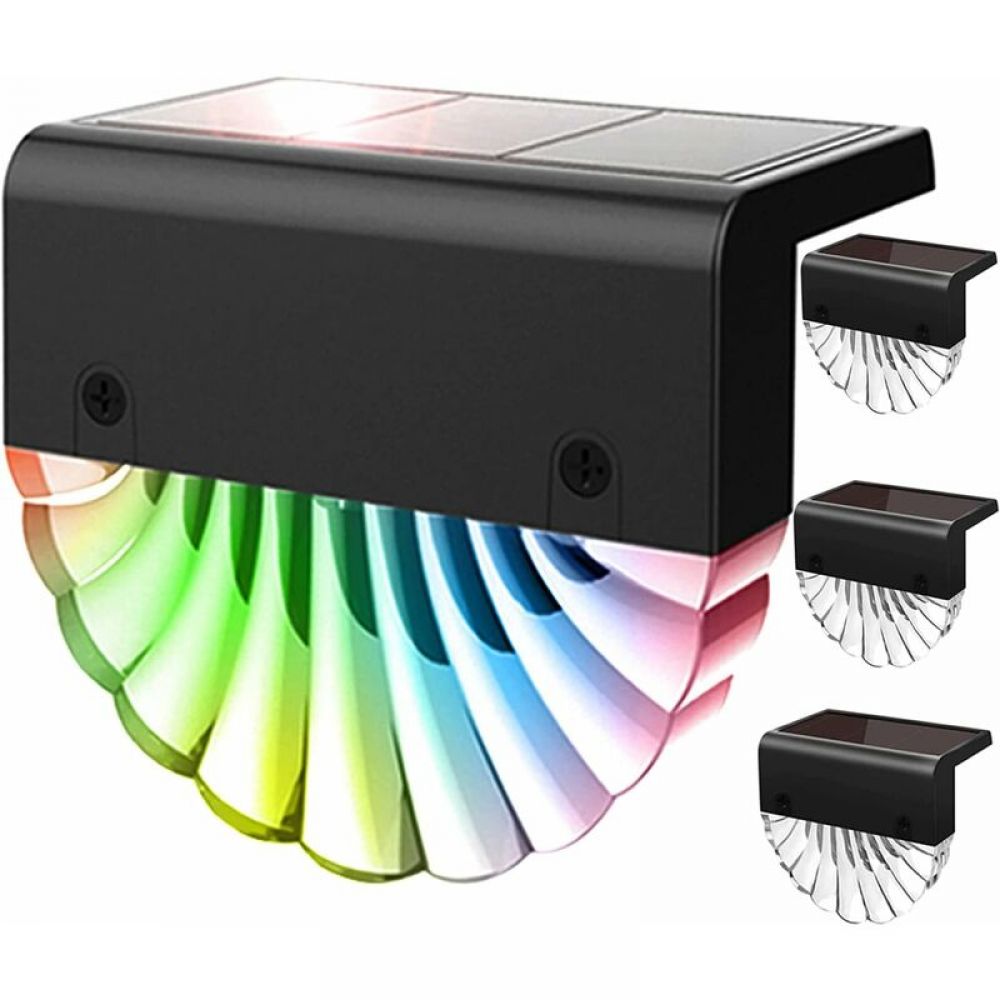 Solarbetriebene Led-außenwandleuchten, 4er-pack Wegeleuchten, Farbwechselnde Led-solar-gartenzaunleuchten