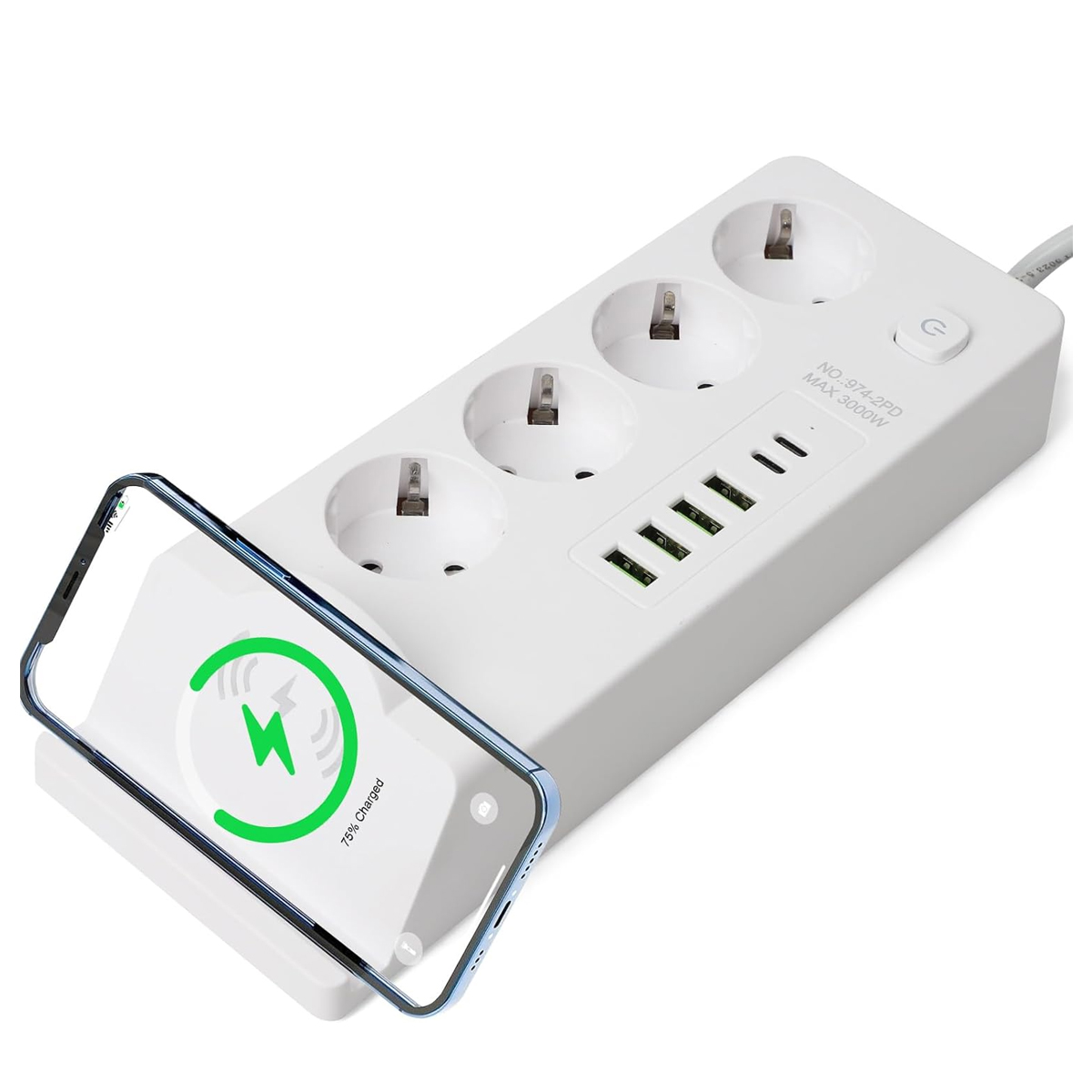 Kabellose Ladeleiste Für Mobiltelefone, Europäischer Standard, Mit Kabel, Usb-stecker, Russischer Steckerkarte, Steckdosenleiste