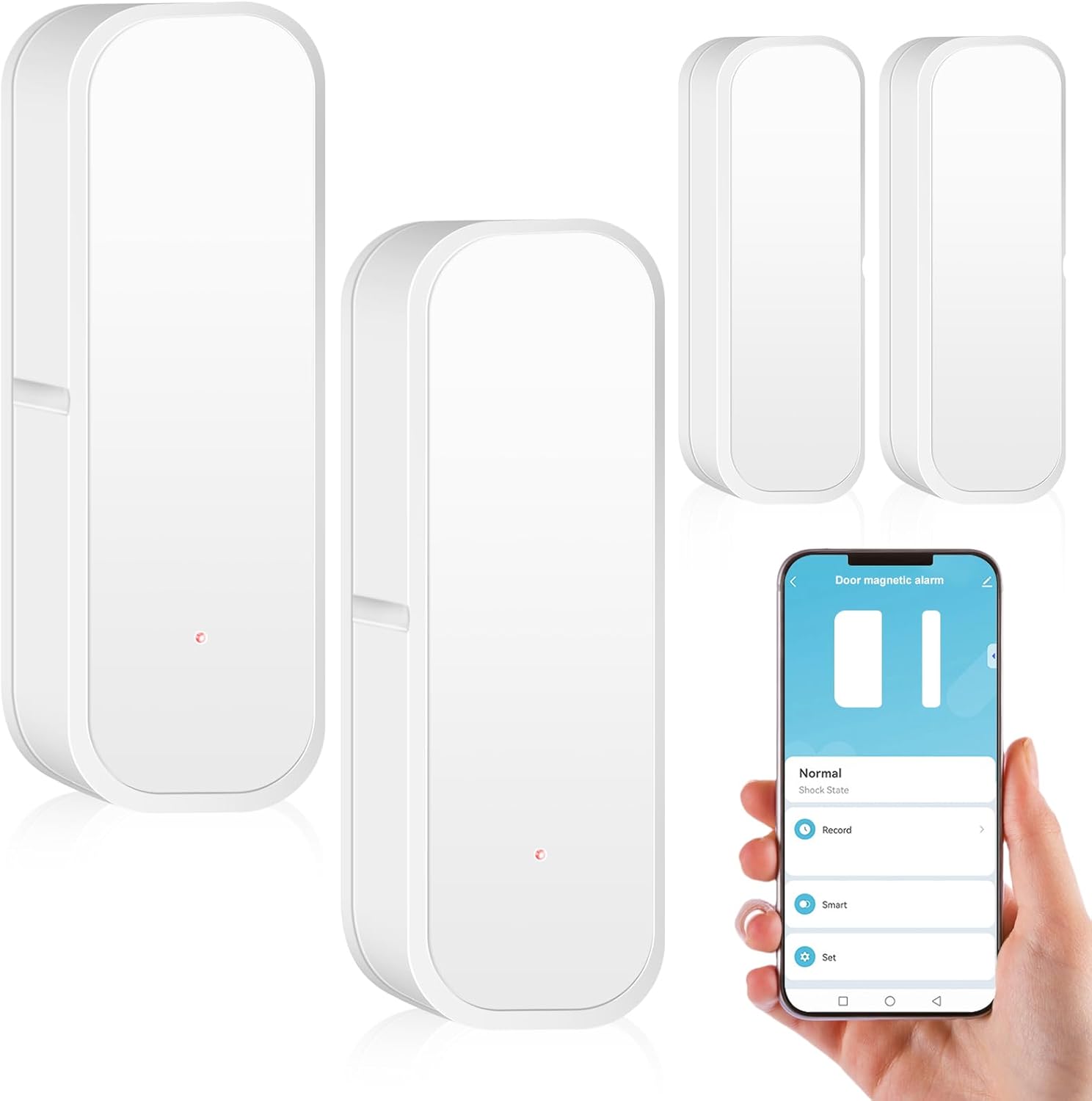 Set Mit 2 Wlan-türsensoren, Öffnen/schließen, App-benachrichtigung, Haus/garage