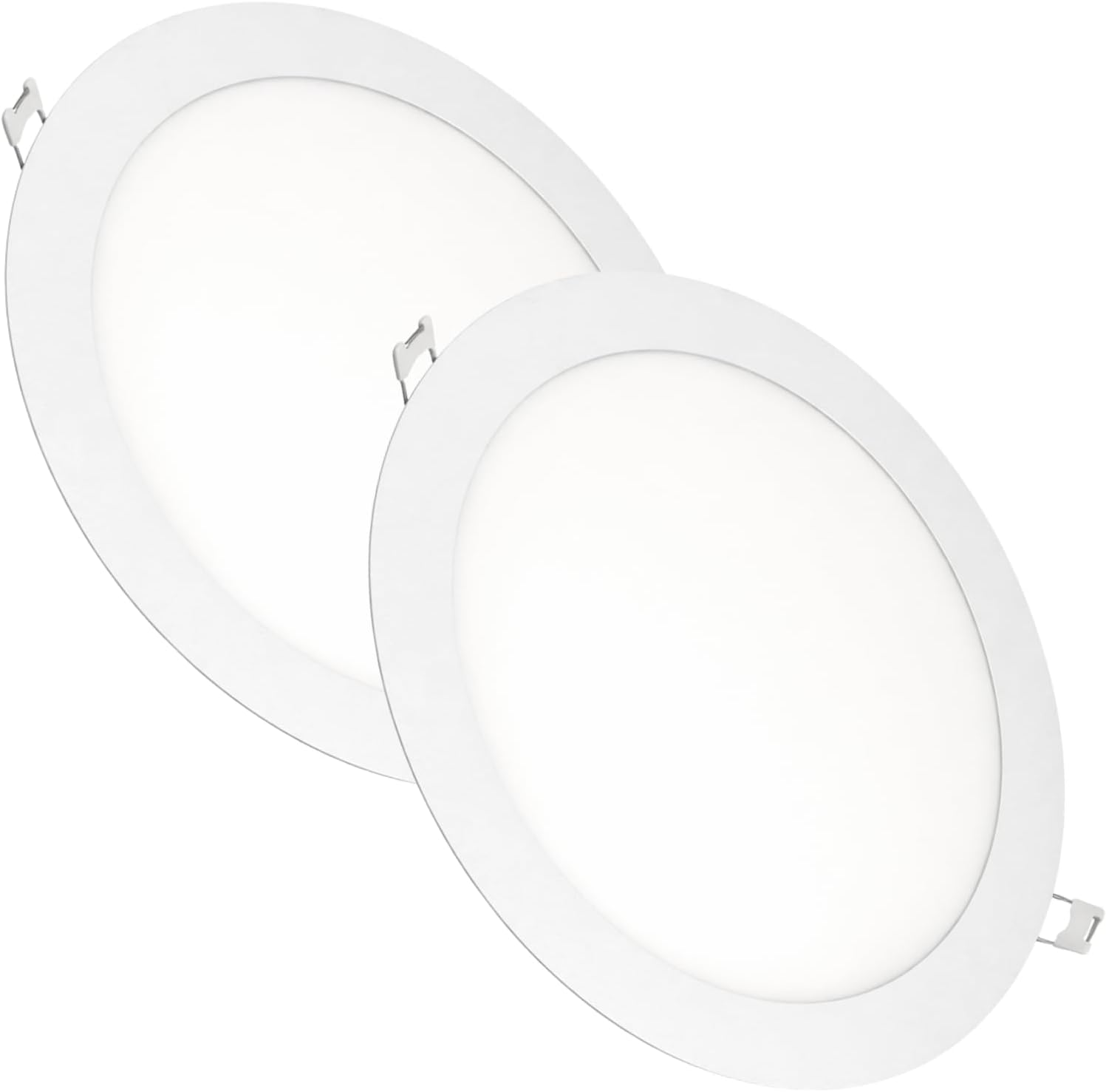 Set Mit 2 Einbaubaren Led-spots, Rund, 18 W, 1500 Lumen, Extra Durchmesser 13 Mm, Durchmesser 200–205 Mm, Weiß