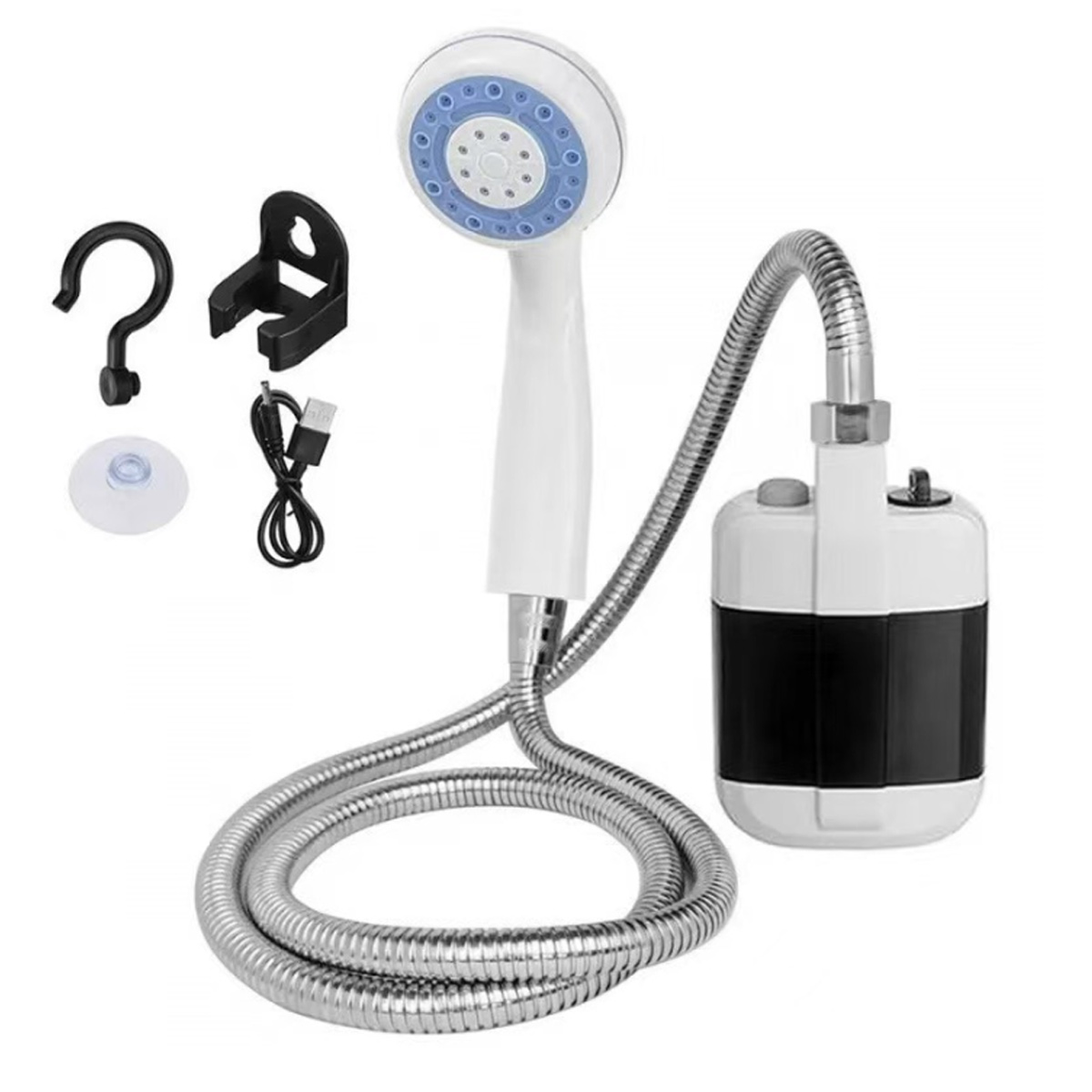 Tragbare Campingdusche, Wiederaufladbare Elektrische Duschpumpe Mit Duschkopf, Outdoor-sprühgerät Mit Haken, Campingdusche Für Camping, Reisen, Autowäsche Und Reinigung
