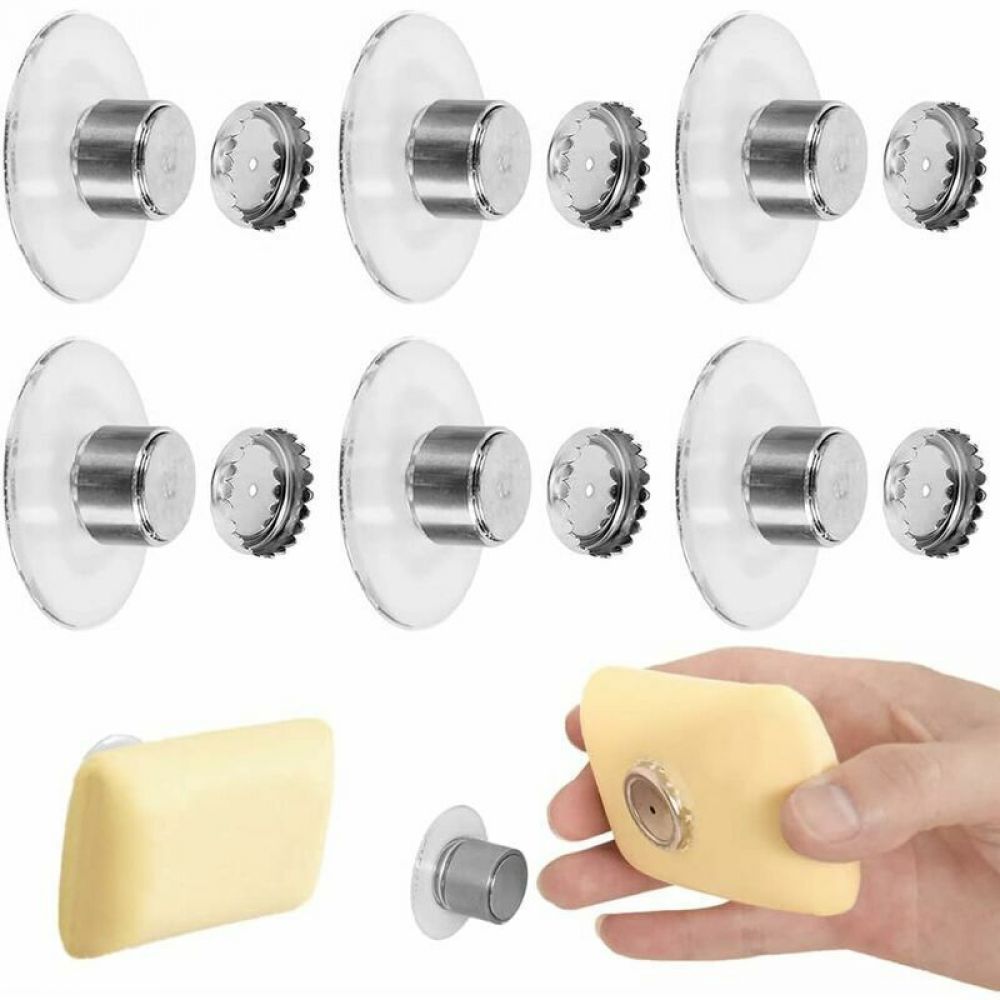 Set Mit 6 Magnetischen Seifenschalen Mit Saugnäpfen, Die Ohne Bohren Verwendet Werden Können. Diese Magnetischen Seifenschalen Eignen Sich Für