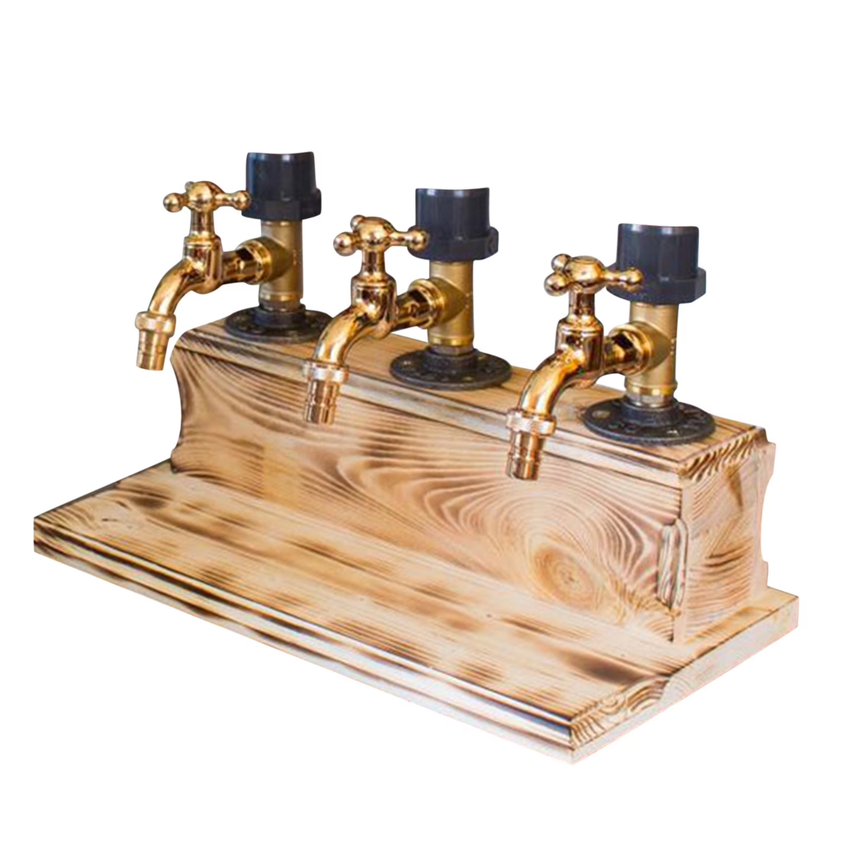 Holzhahn Mit Weinmotiv, Form Eines Holzhahns - Holzhahn Mit Weinmotiv, Form Eines Holzhahns