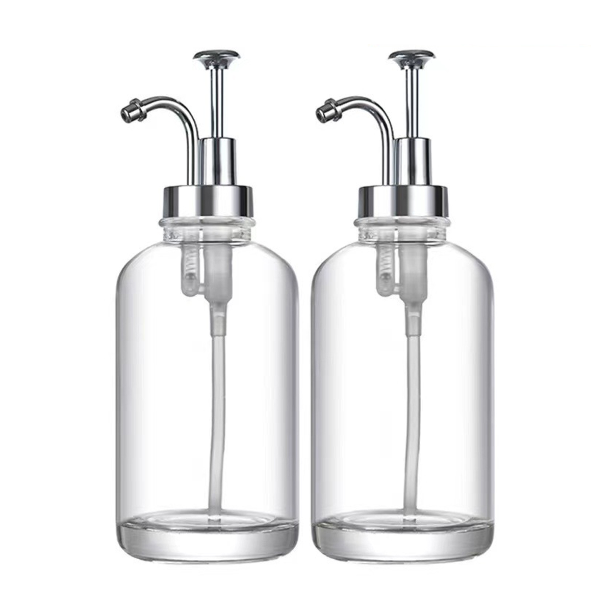 Spender Aus Klarglas, 200–500 Ml, Düse Aus Edelstahl Und Abs, Nachfüllbare Quetschlotion