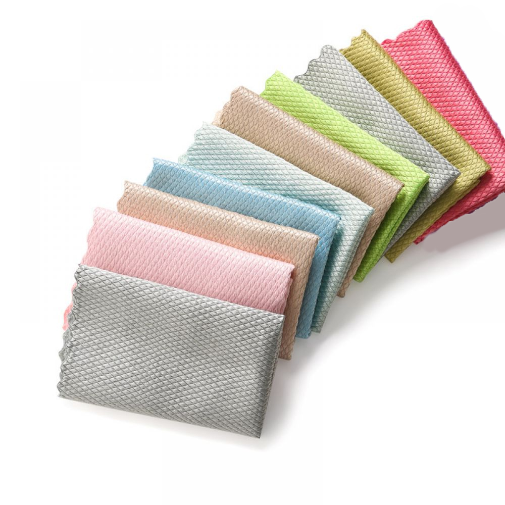 Set Mit 10 Mikrofasertüchern, Farben Zufällig, Fischschuppenmuster, Leicht Zu Reinigen, Streifenfrei, Sehr