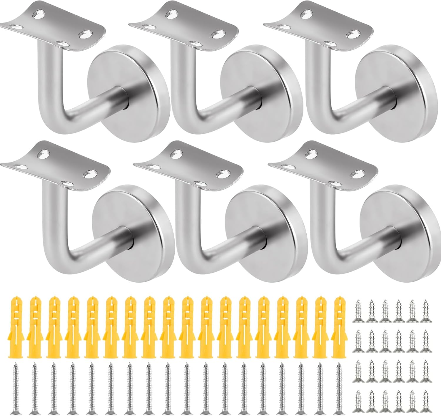 Set Mit 6 Edelstahl-handlaufhalterungen 60x60mm Treppengeländerstützen Treppenhandlaufhalterungen