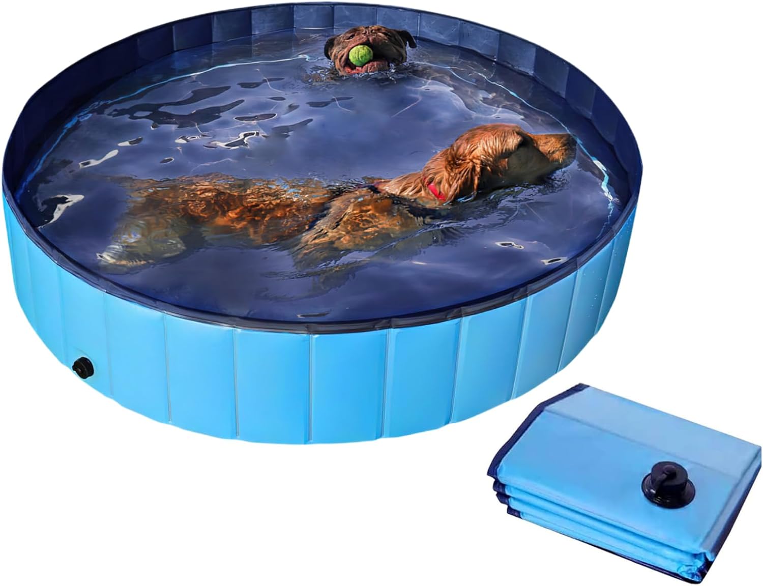1 Stück – Haustierbadewanne, Nicht Aufblasbar, Tragbarer Faltpool – Dunkelblau + 120 X 30 Cm