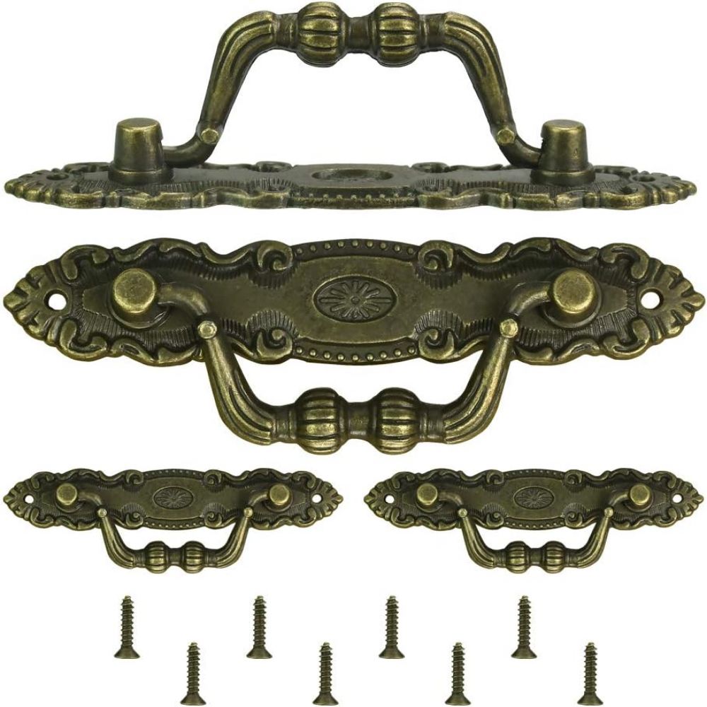 Set Mit 4 Möbelgriffen Im Antik-stil, Schubladengriffen - Zinklegierung, Dekorativer Retro-stil, Mit Schrauben, Für Schubladen, Türen Usw.