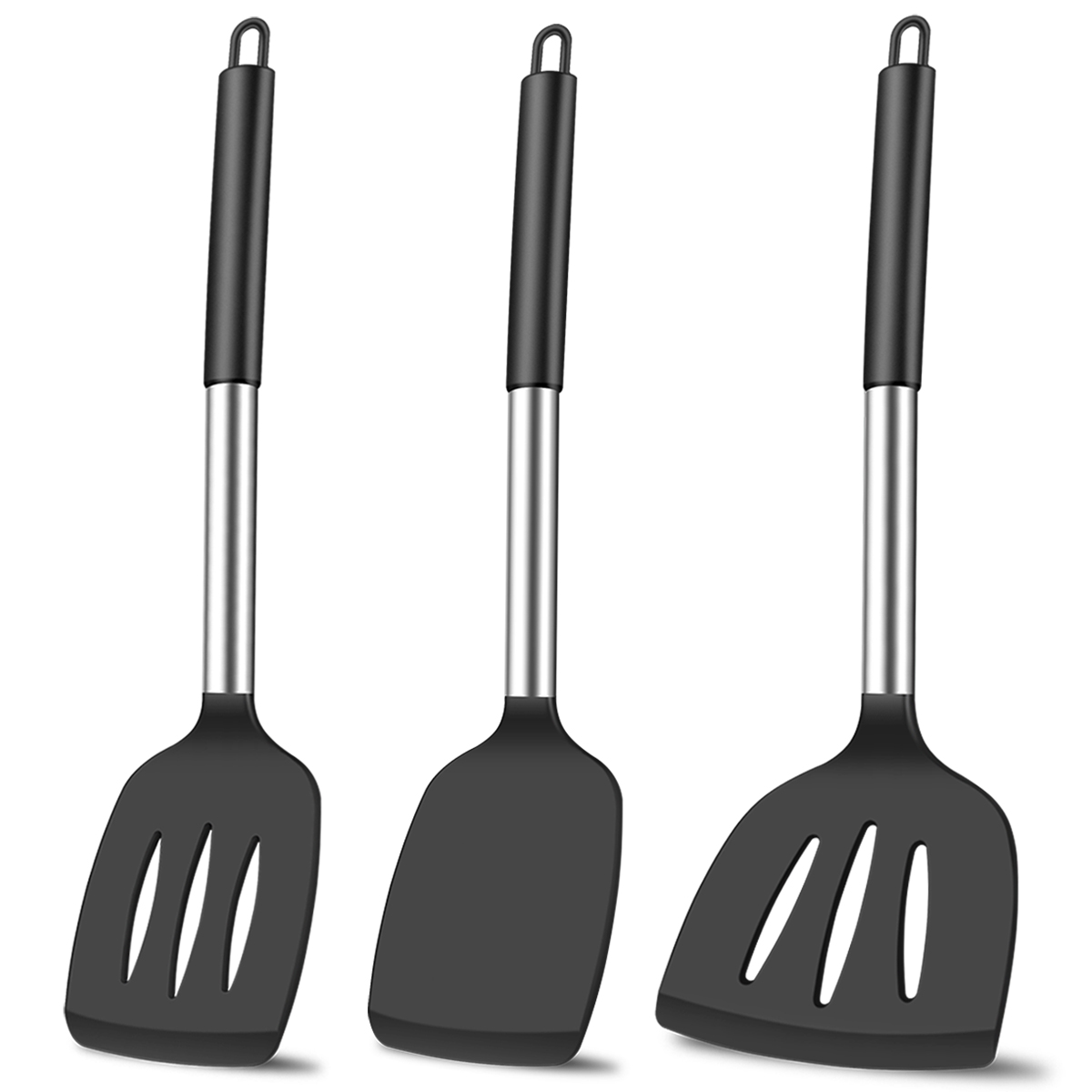 Küchenutensilien Aus Silikon, 3-teiliges Schwarzes Set - Küchenutensilien Aus Silikon, 3-teiliges Schwarzes Set