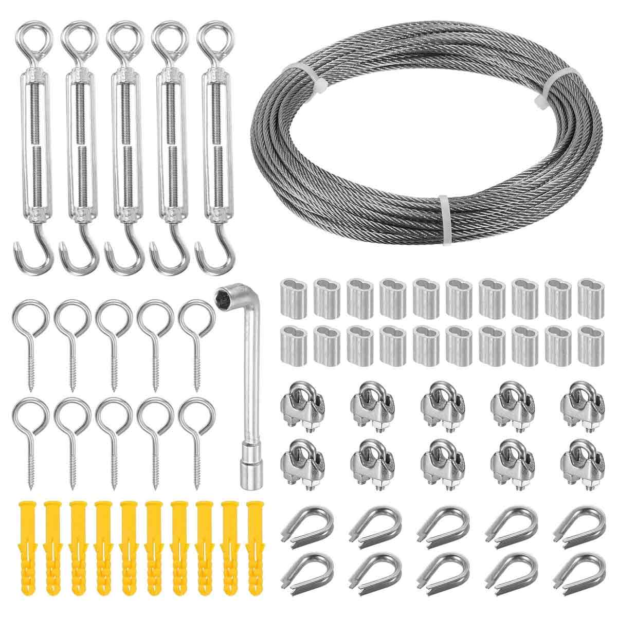 Aufhängeseil-set Aus Edelstahl, 15 M/3 Mm Edelstahlseil 304 Mit M5 Edelstahl-seilspanner, Für Kletterpflanzen