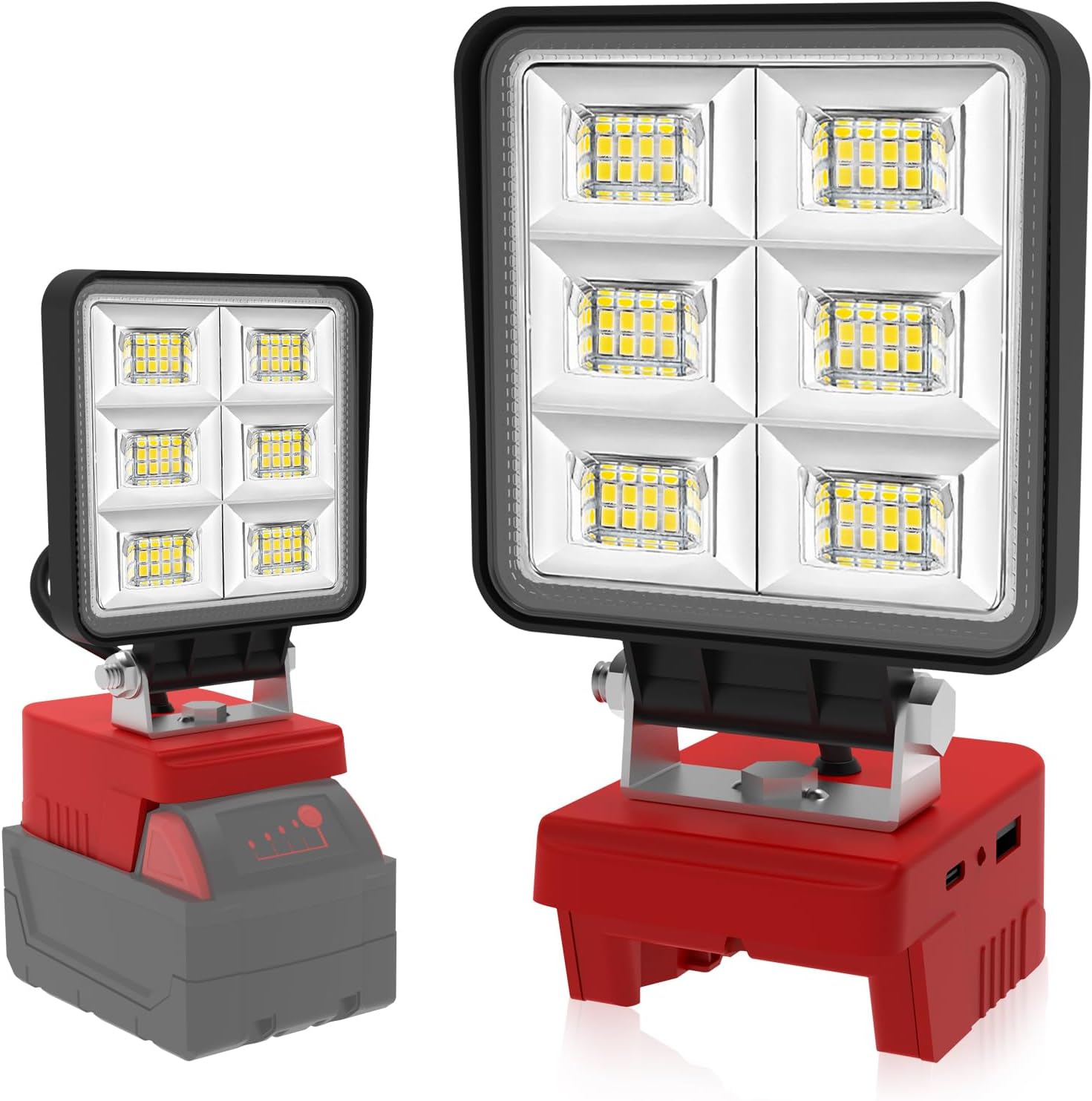 Led-arbeitsleuchte, 48 W, 5200 Lm, Kompatibel Mit Milwaukee 18-v-akkus, Usb-typ-c-anschluss, Werkstatt, Camping, Reparatur