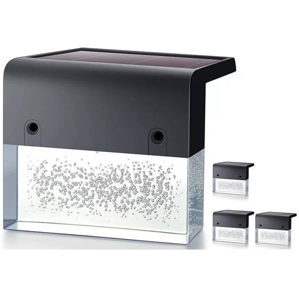 Set Mit 4 Solar-zaunleuchten, 2 Beleuchtungsmodi, Wasserdichte Acryl-led-solarleuchten Für Terrassen, Ideal Für