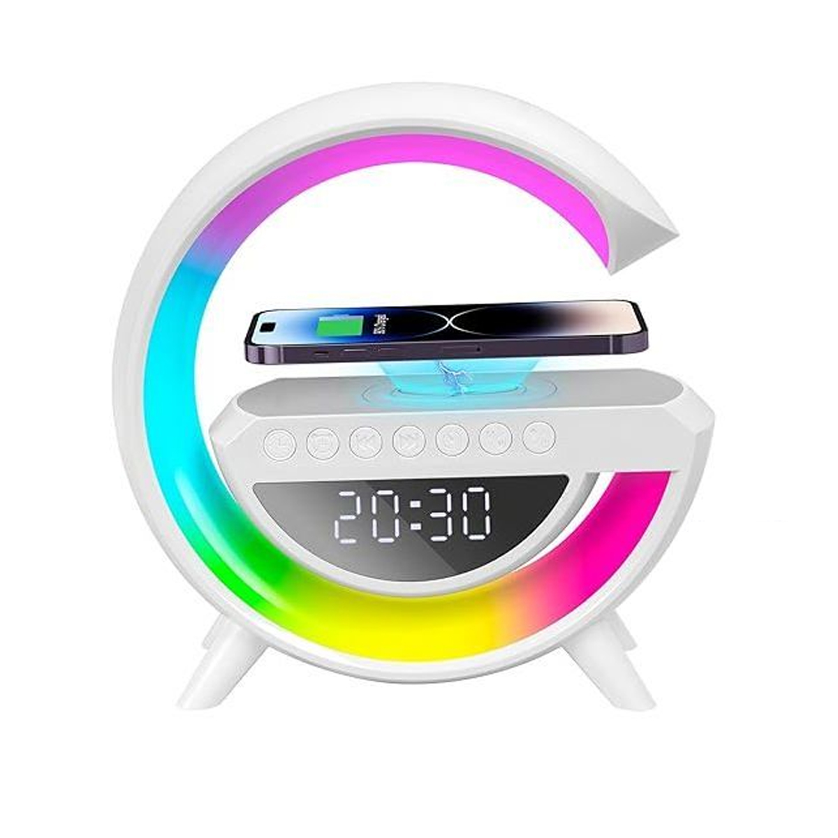 Kabellose Ladelampe, Multifunktionales Rgb-nachtlicht, Kabellose Ladestation, Bluetooth-lautsprecher, Digitaler Wecker Fürs Schlafzimmer