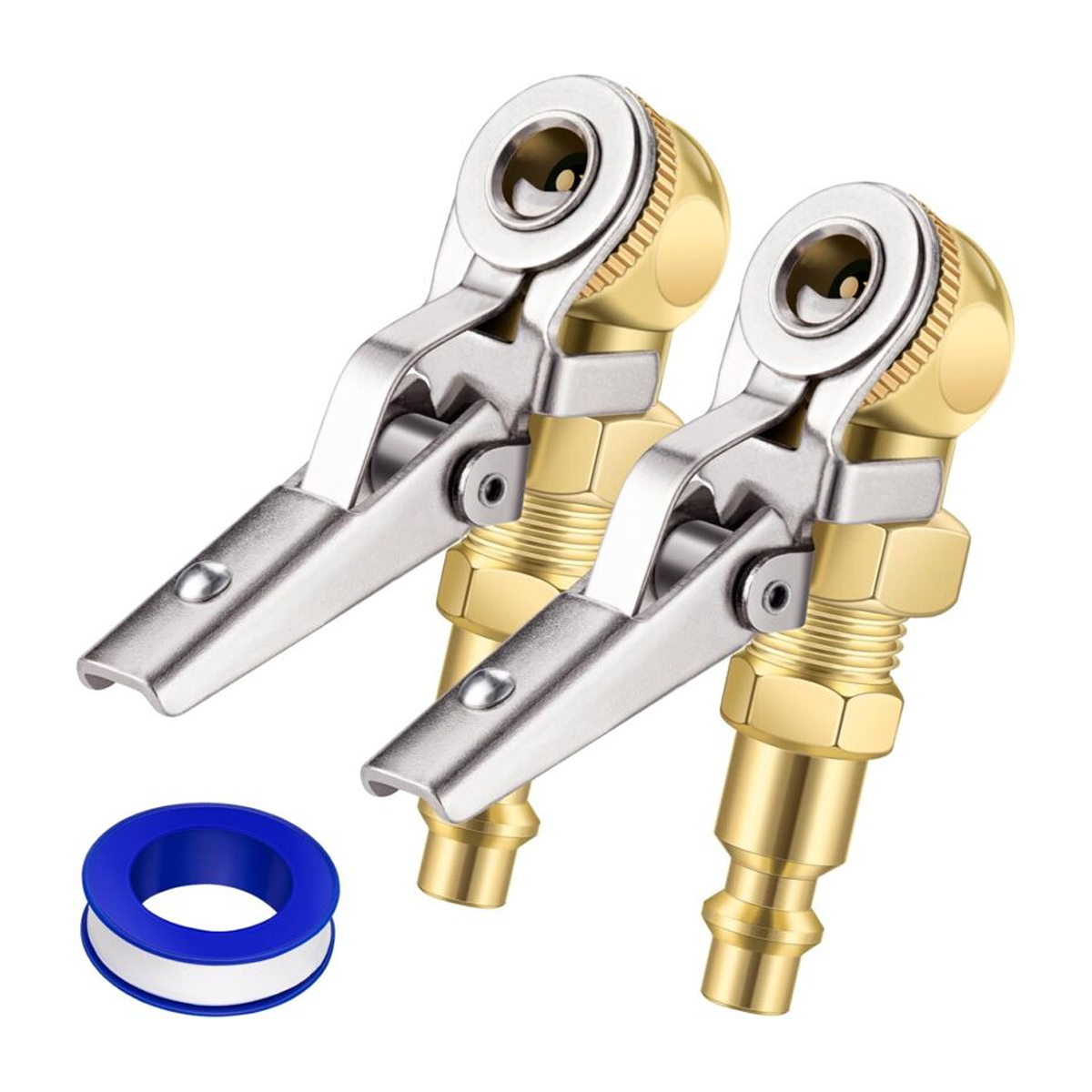 Set Aus 2 Geschlossenen Kugelgelenken Mit Clip, Fnpt-verriegelbarem Luftgelenk, 1/4"-reifenfülldüse Mit Schnellverschluss, Für Reifenkompressor