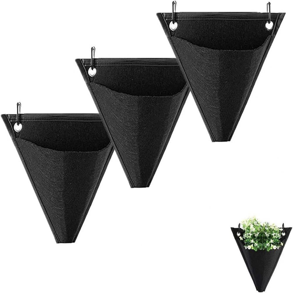 Pflanzbeutel Für Die Gartenwand, Vertikale Pflanztasche, Hängender Pflanzbeutel, Dreieckiges Design, Mit Haken