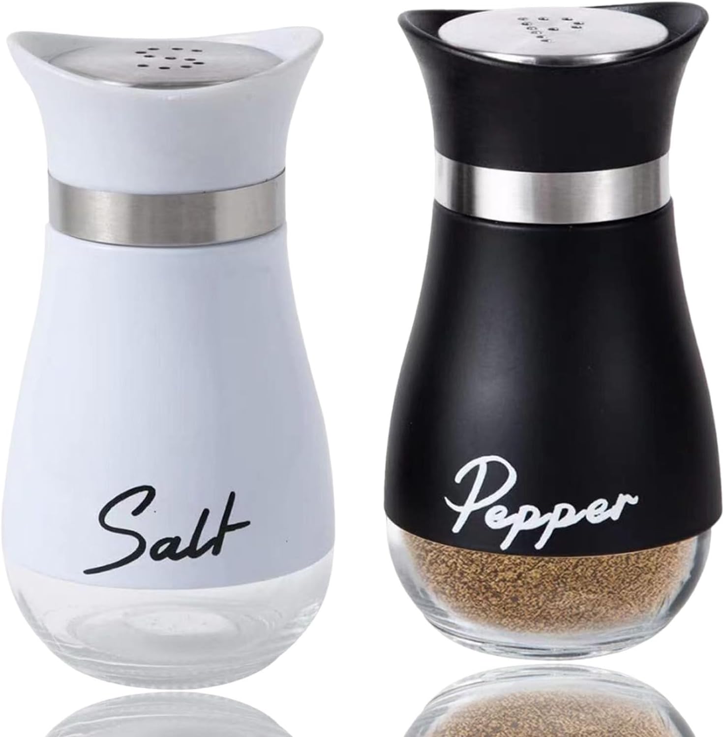 Salz- Und Pfefferstreuer-set Aus Edelstahl, 120 Ml, Mit Glasfuß, Für Küche, Haushalt Und Restaurant