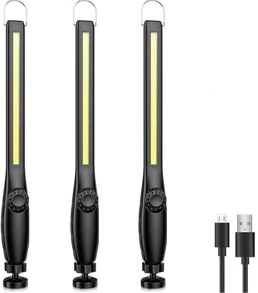 Led-mechanikerleuchte, Wiederaufladbare Arbeitsleuchte, Dimmbare Cob-werkstattleuchte, Led-taschenlampe Für Auto, Garage, Camping (3 Stück)