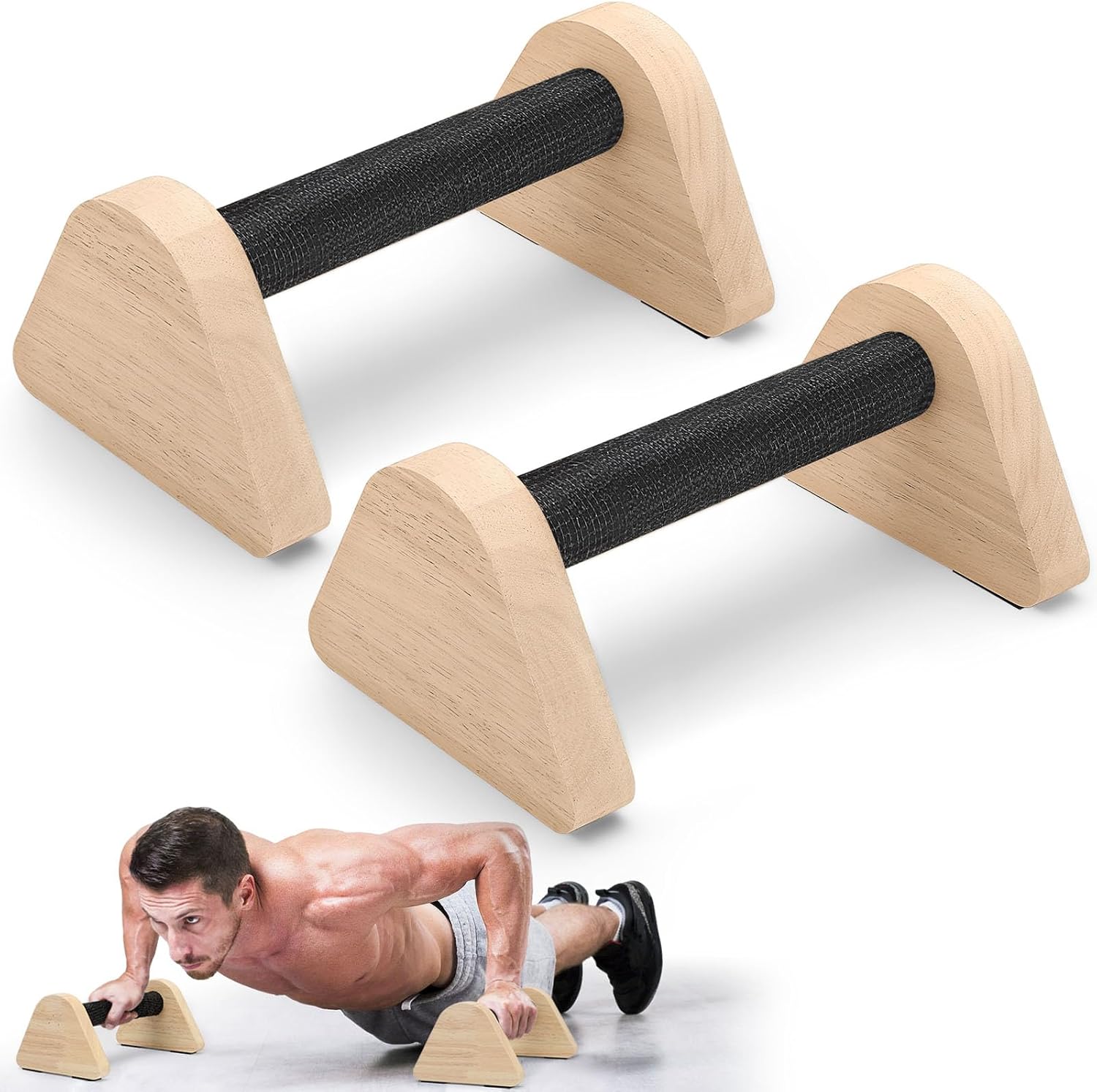 Tobwolf 2er-set Liegestützgriffe Aus Holz, Stabile Calisthenics-parallettes Aus Holz Für Krafttraining Für Männer, Rutschfest Und Wackelfrei
