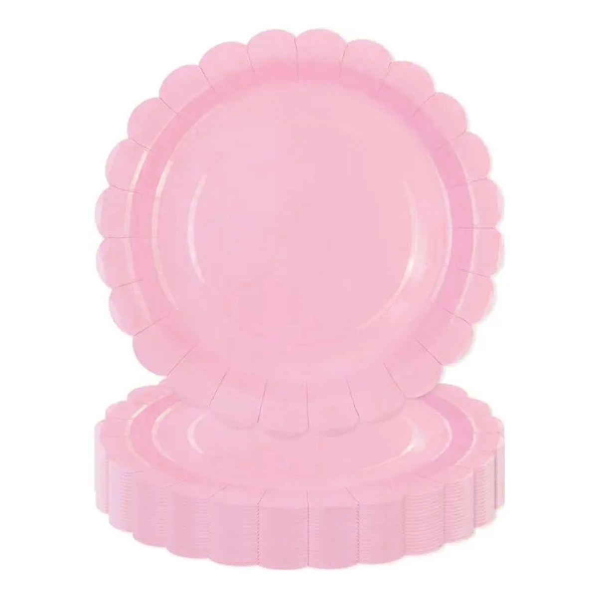 Einwegteller - Kal - 50 Stück Pappteller, 23 Cm, Rosa, Gewellt, Einweg Für Kuchen, Desserts, Babypartys, Hochzeiten