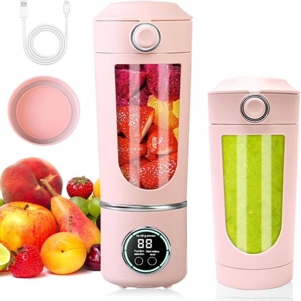 Tragbarer 700-ml-standmixer, 12 Mini-standmixer Und Entsafter Aus Edelstahl – Fitness-trinkbecher – Pink