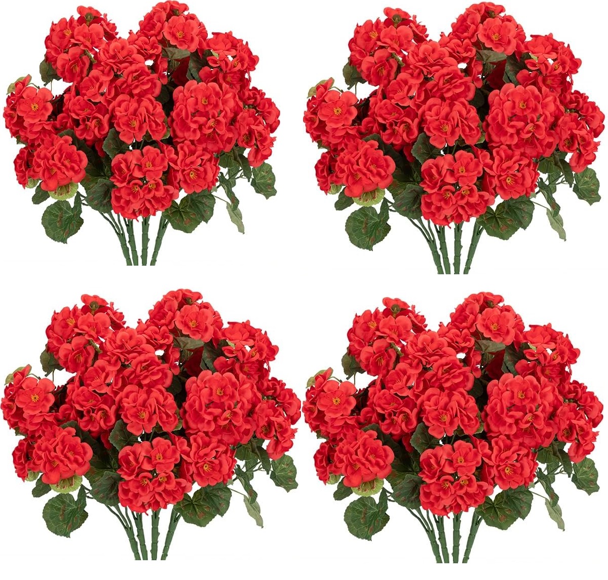 Set Mit 4 Künstlichen Roten Blumen Für Hochzeiten, Innendekoration Und Wohnzimmer.