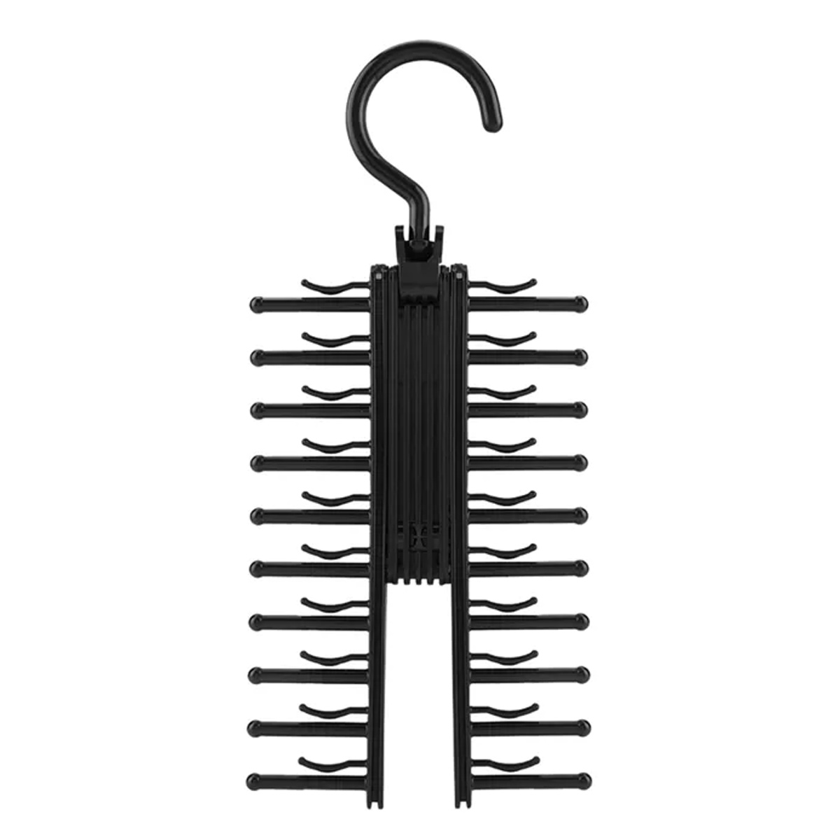 Krawattenhalter Mit 20 Reihen Und Haken Für Gürtel, Schals Und Kleiderbügel (schwarz), 13 X 29 Cm