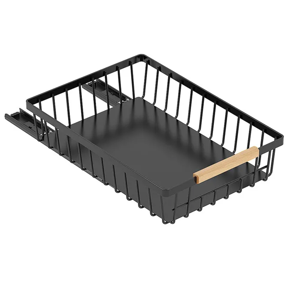 Ausziehbarer Aufbewahrungskorb, Schubladenorganizer, Gewürzregal, Spülbecken-auszugskorb, 28 X 9,8 X 39,5 Cm, Schwarz, Mit 4 Schubladen