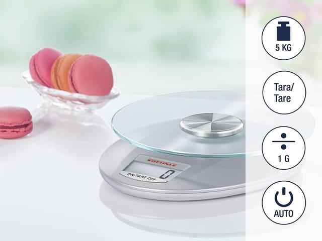 Küchenwaage Roma mit 5 kg Tragkraft und 1-g-Wiegepräzision, Küchenwaage digital mit praktischer Zuwiegefunktion (TARA),Waage für die Küche mit