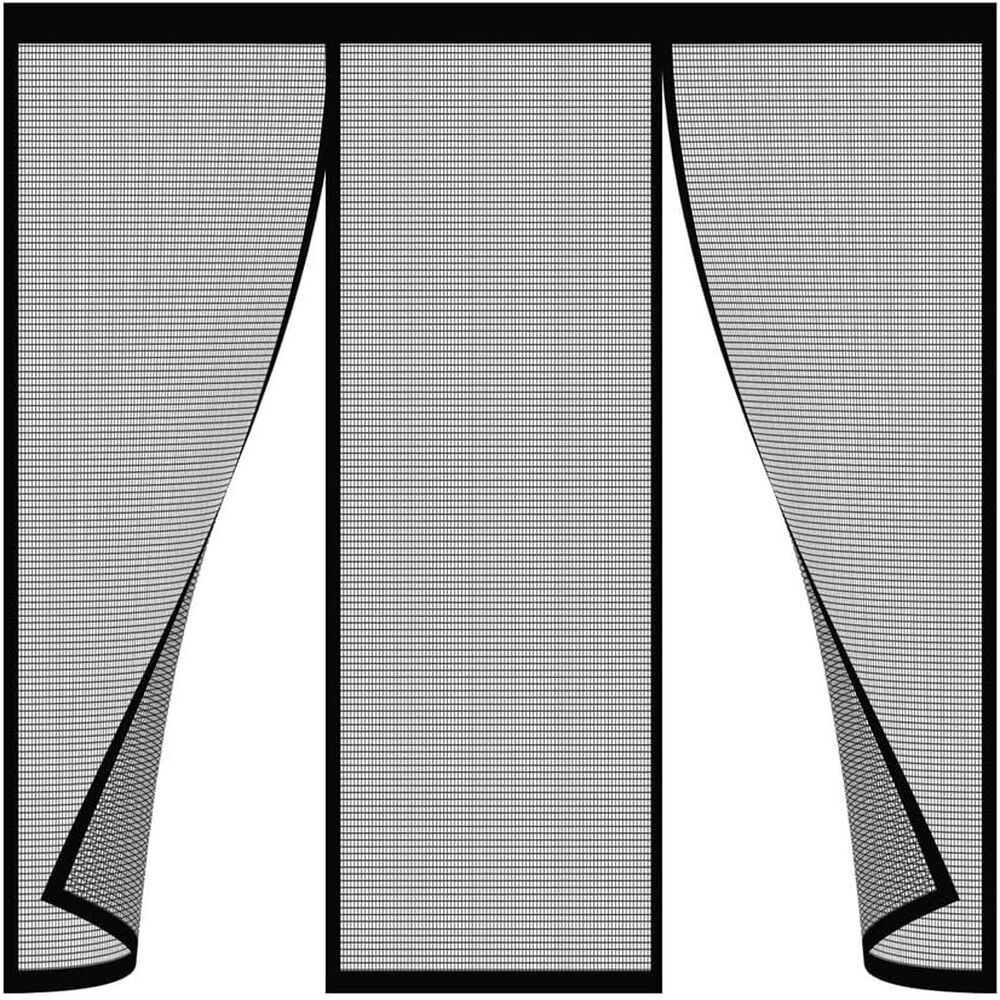 Moskitonetz 180 X 210 Cm Mit Automatischem Magnetverschluss, Insektenschutzgitter Für Fenster, Türen Und Balkone, Schwarz