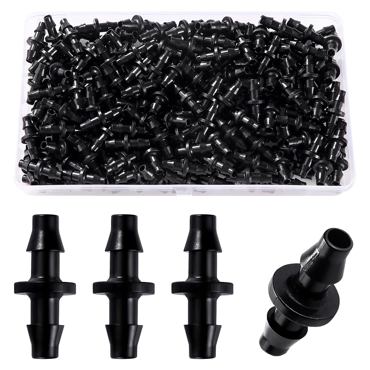 200 Schlauchverbinder, Widerhaken 4/7 Mm, Schwarzer Kunststoff, Für Gartenbewässerungssysteme