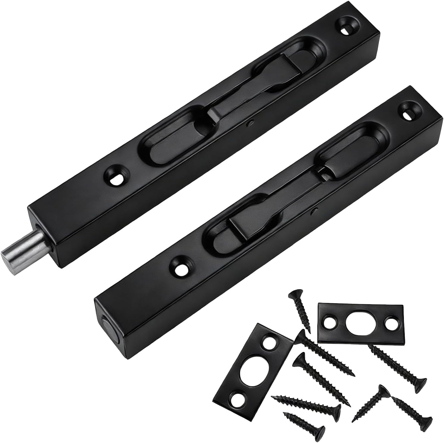 Set Mit 2 Schieberiegeln, Edelstahl 304, Schwarzes, Versenktes Design, Für Holz- Und Metalltüren