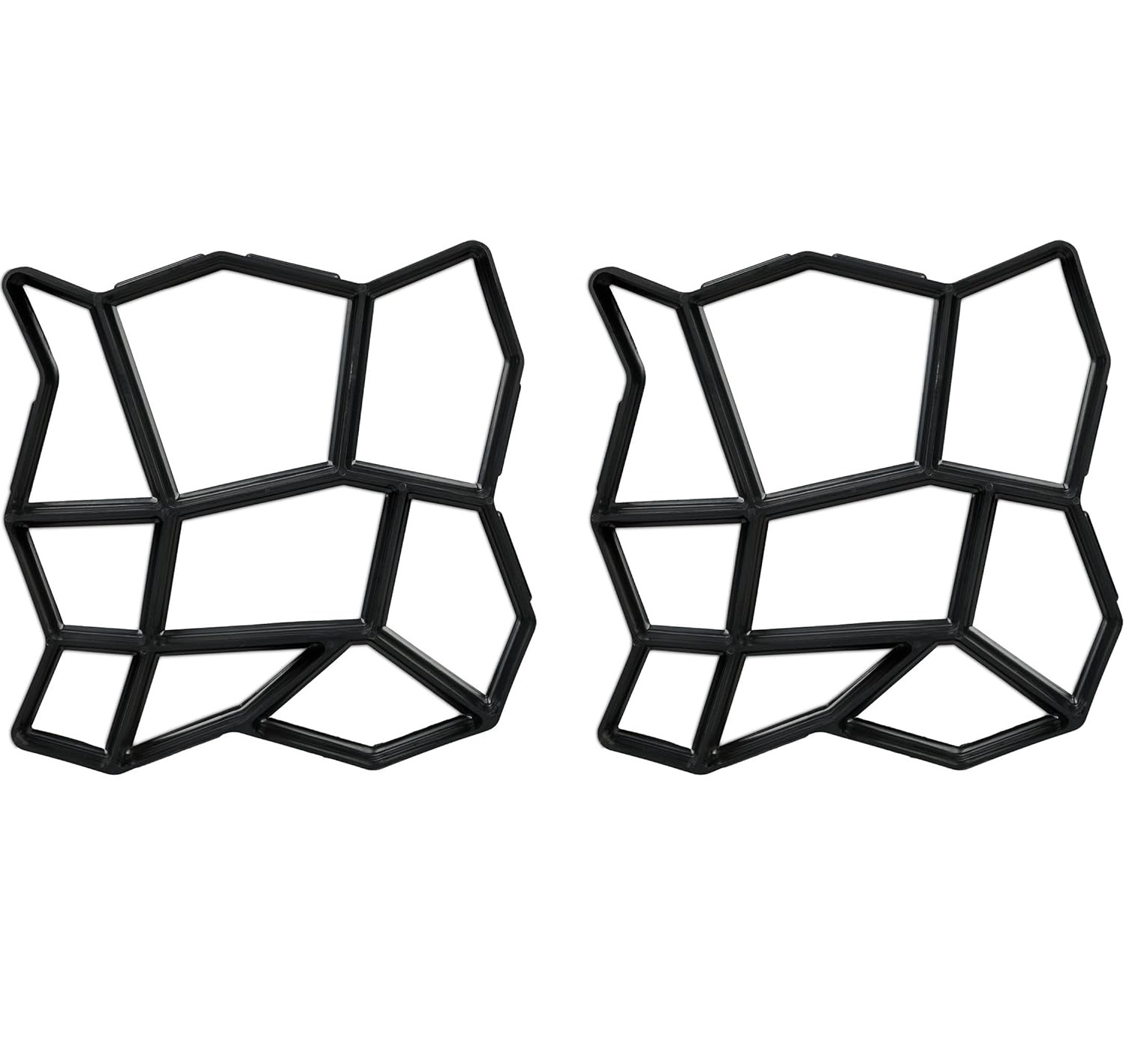 2er-set Diy-gartenweg-formen, Selbstgießend, 36 X 36 X 3,6 Cm, Kunststoff, Schwarz