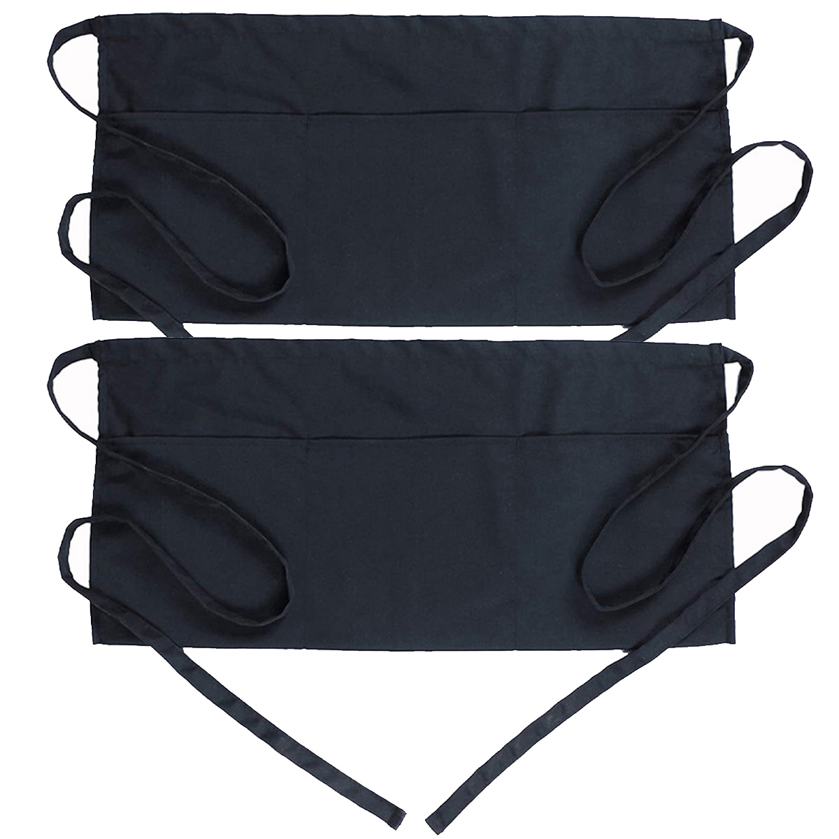 Set Aus 2 Schwarzen Kellnerschürzen Mit 3 Taschen, Geeignet Für Damen Und Herren, Für Restaurants, Bars, Küchen Und Den Professionellen Service.