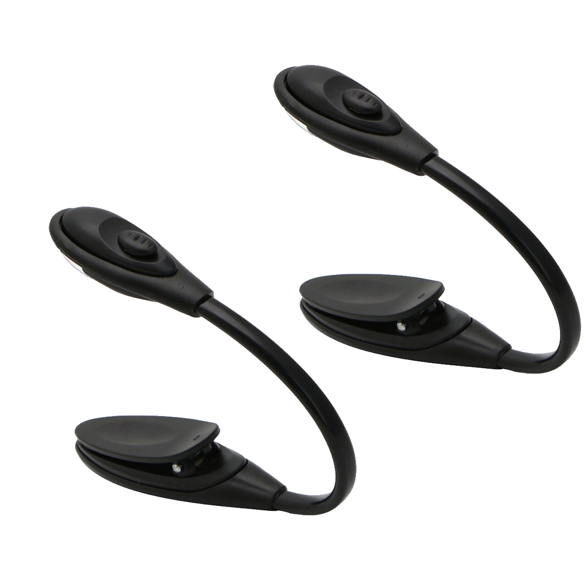 Set Aus 2 Tragbaren Und Flexiblen Led-leselampen Mit Verstellbarem Clip Für Notenblätter (schwarz)