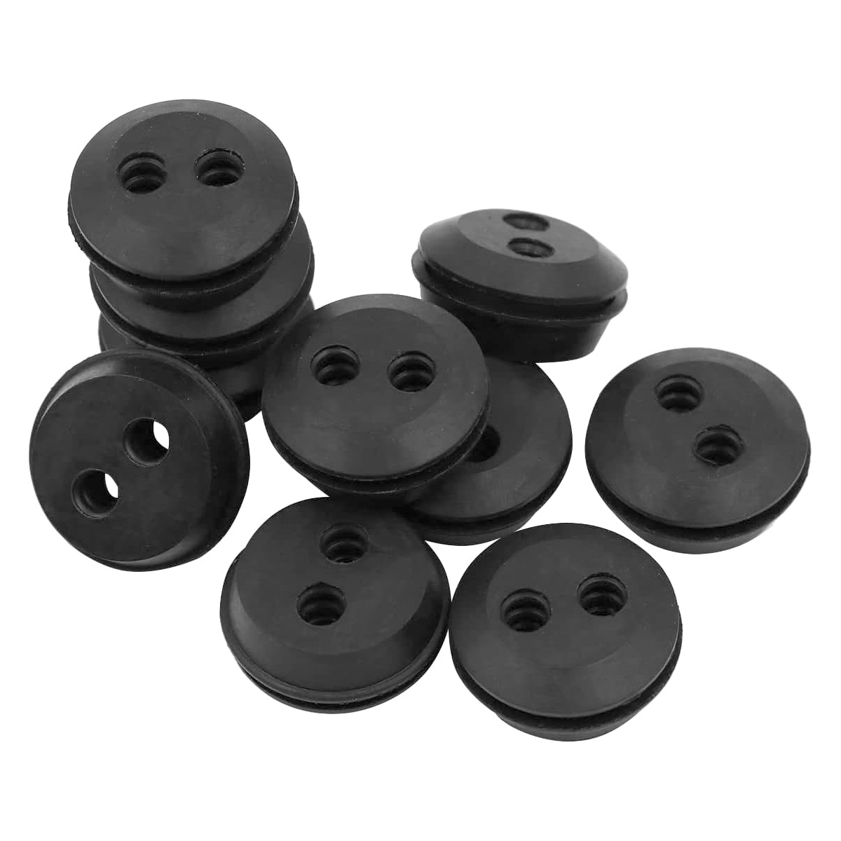10 Schlauchdichtungen, 2-loch-kappen, Schwarzer Gummi, 5 Mm Durchmesser, Für Kraftstofftanks, Rasenmäher Und Freischneider