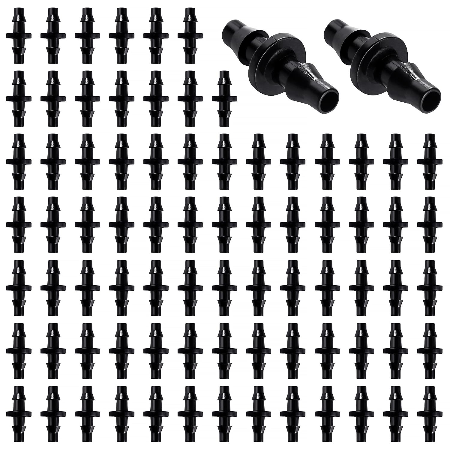 80 Verbindungsstücke, 4/7 Mm Schlauch, Schwarzer Kunststoff, Tropfbewässerung, Gartenrasen