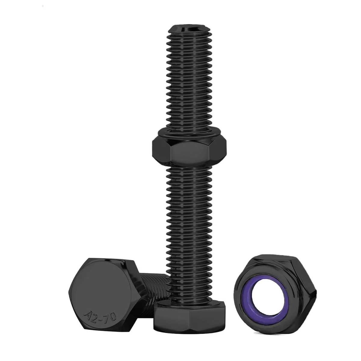 M8-schrauben, 10 Stück, Sechskantkopf Mit Knopf Und Muttern, Schwarz, M8 X 60 Mm Sechskantschrauben Mit Muttern, Edelstahl A2 V2a P