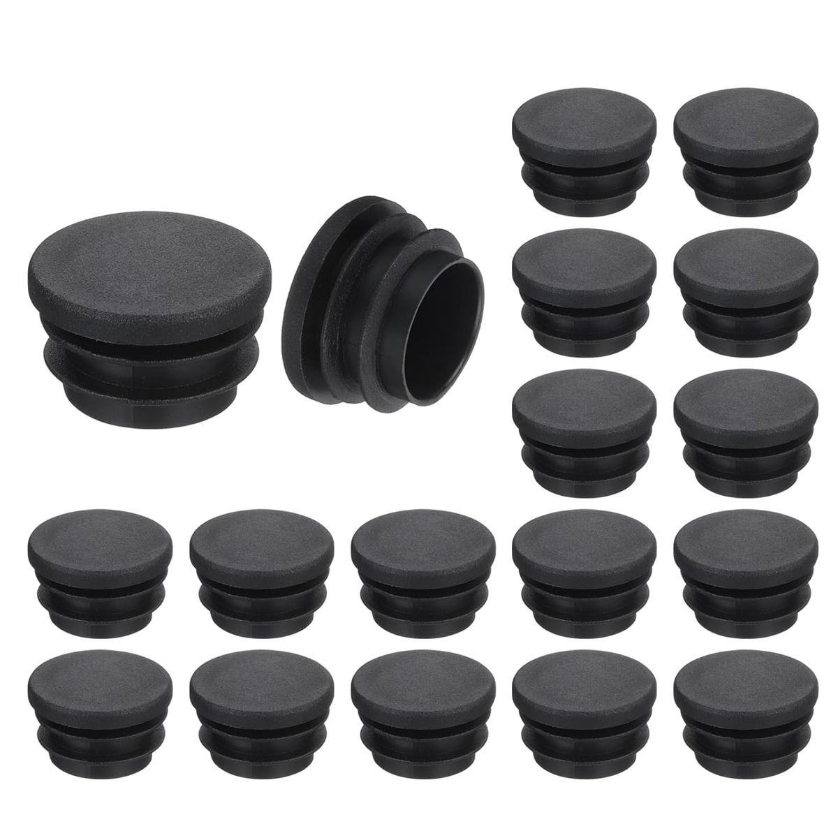 Schwarze Stuhlkappen, 16 Mm, 32 Stück, Runde Kunststoff-stuhlrohrkappen - Schwarze Stuhlkappen, 16 Mm, 32 Stück, Runde Kunststoff-stuhlrohrkappen