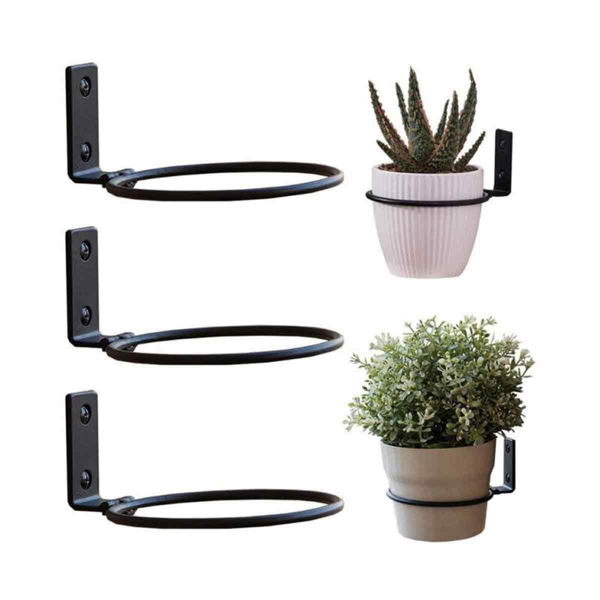 Schwarze Blumentopfhalterung, 15 Cm Durchmesser, Metall-wandbefestigungsringe Für Blumentöpfe Mit Schrauben