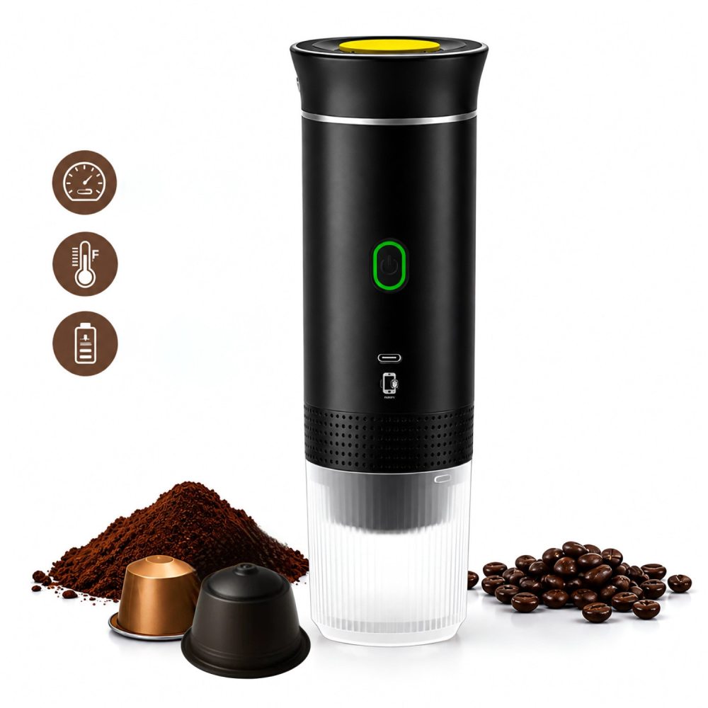 Tragbare Usb-espressomaschine, Schwarz, Hoher Druck (20 Bar), Kompatibel Mit Nespresso- Und Dolce-gusto-kapseln Und -kaffee