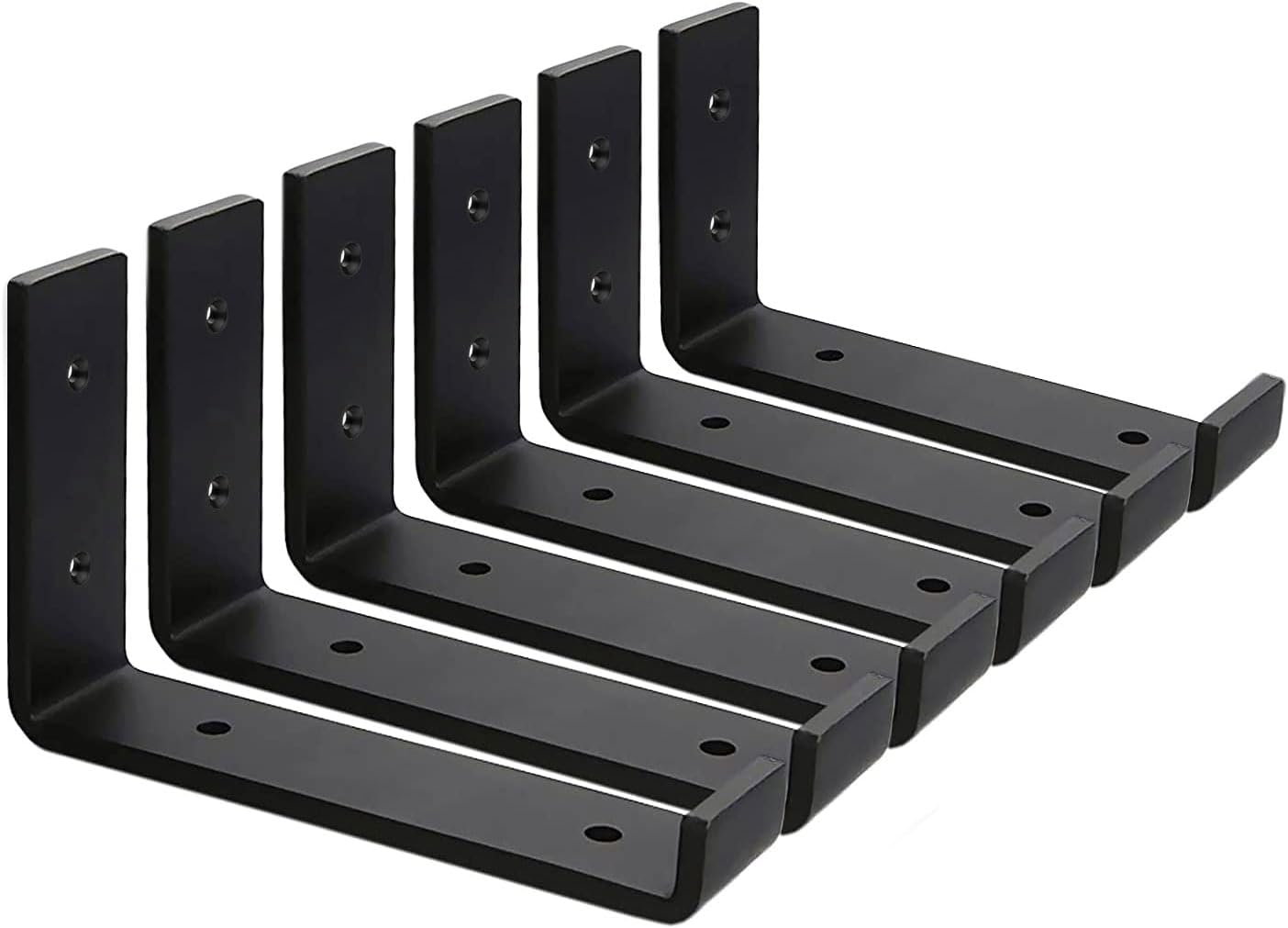 Set Mit 6 Wandhalterungen/regalträgern – 5 Mm Starker Stahl – Tragkraft 50 Kg – Für Industrie Und Haushalt – Schwarz – 15 Cm
