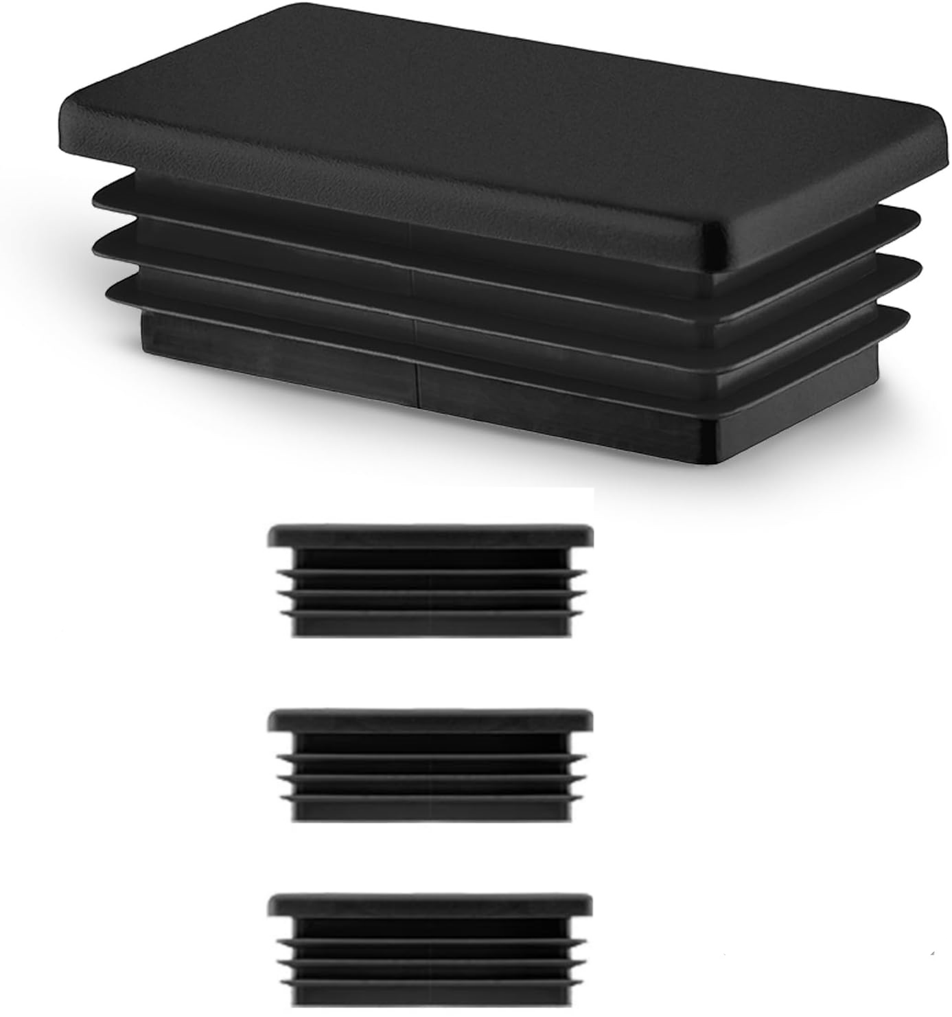 4er-set Endkappen – Rechteckige Stopfen – Schutz Und Abschluss Für Möbelbeine Und Metallkonstruktionen – Schwarz – 10 X 4 Cm