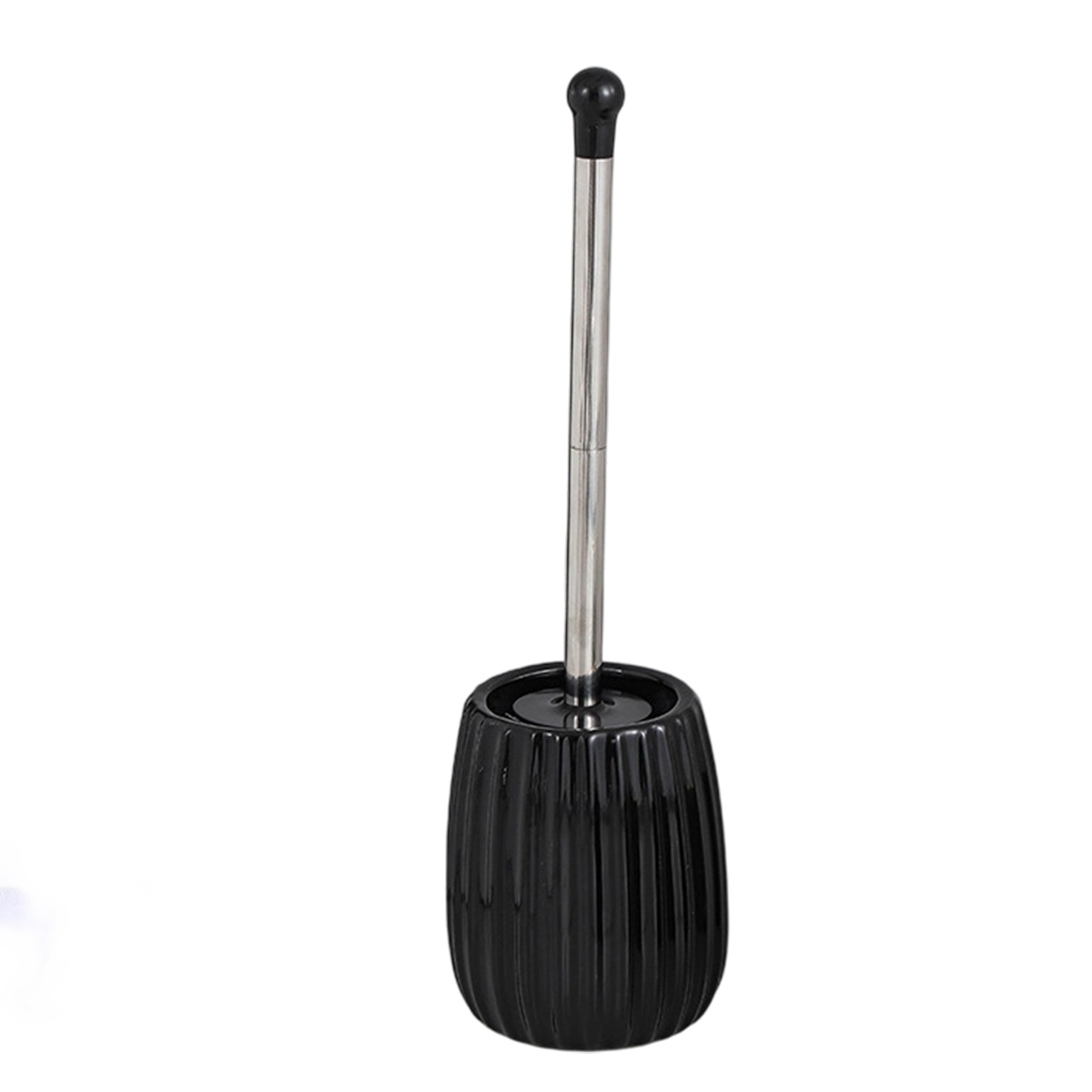 Toilettenbürste, Toilettenbürsten- Und Besenhalter Aus Keramik Und Edelstahl, Rautenförmig, Schwarz