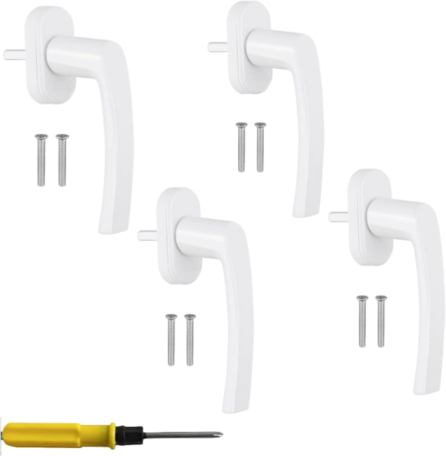 Set Mit 4 Aluminium-fenstergriffen, Schwarze Aluminium-fenstergriffe, 35 Mm Langer Türgriff, Schloss